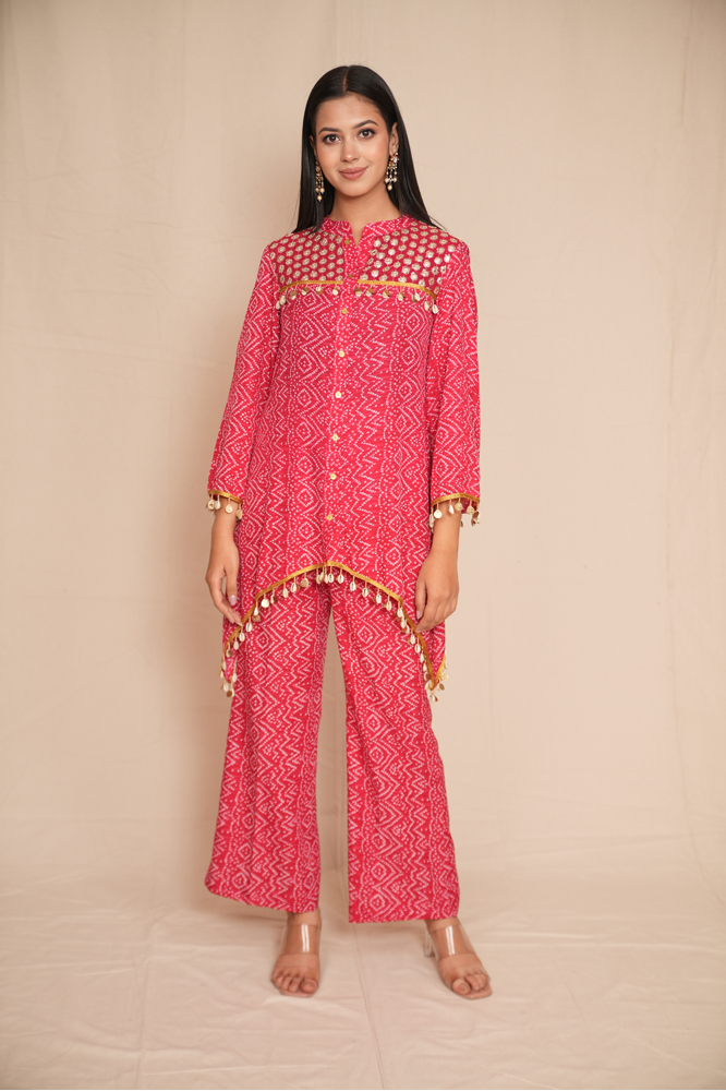 A-symetrical Bandhani co-ord