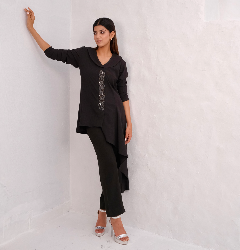 Black Embellished Co-ord Set
