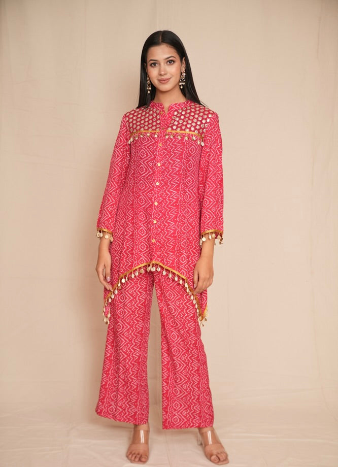 A-symetrical Bandhani co-ord