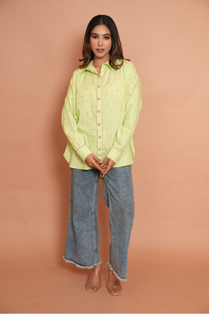 Lime green embroidered shirt