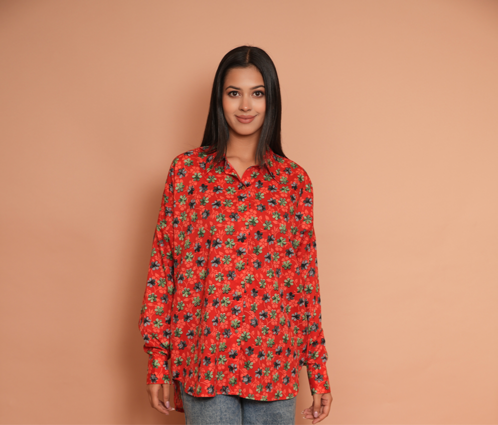 Scarlet red printed shirt