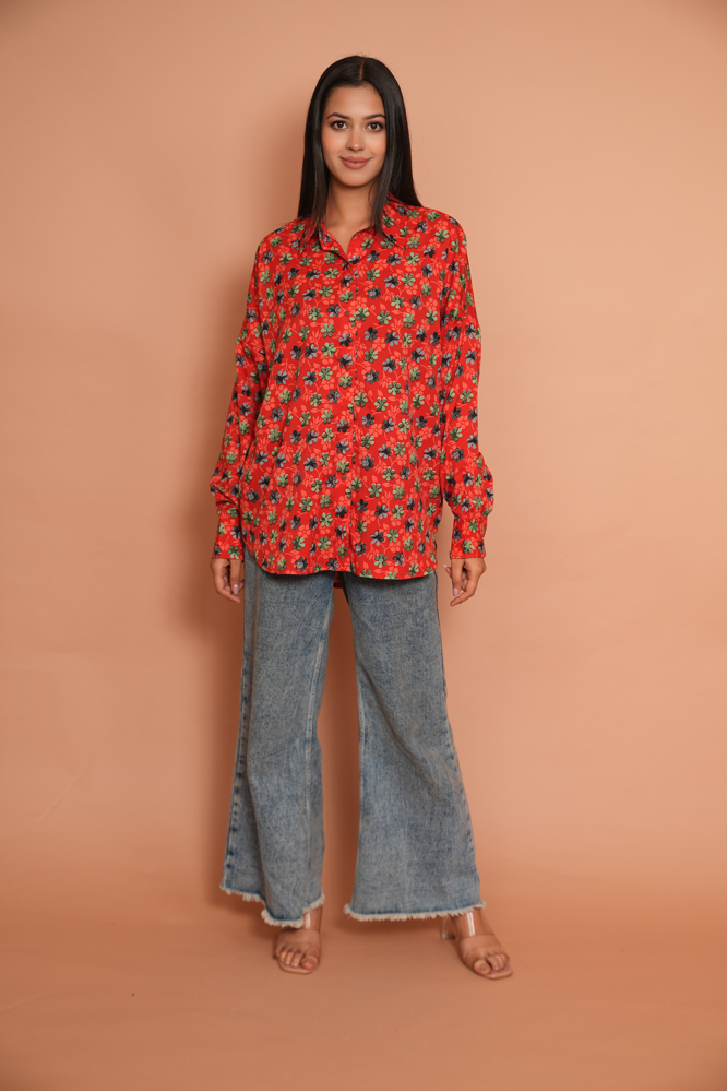 Scarlet red printed shirt