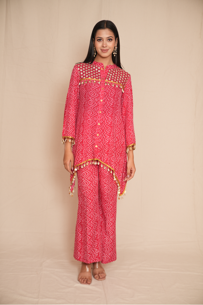 A-symetrical Bandhani co-ord