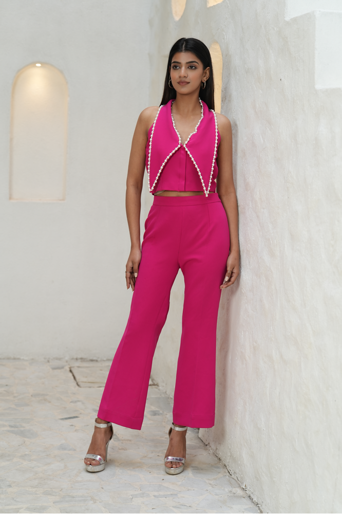 Beak collar embroidered co-ord
