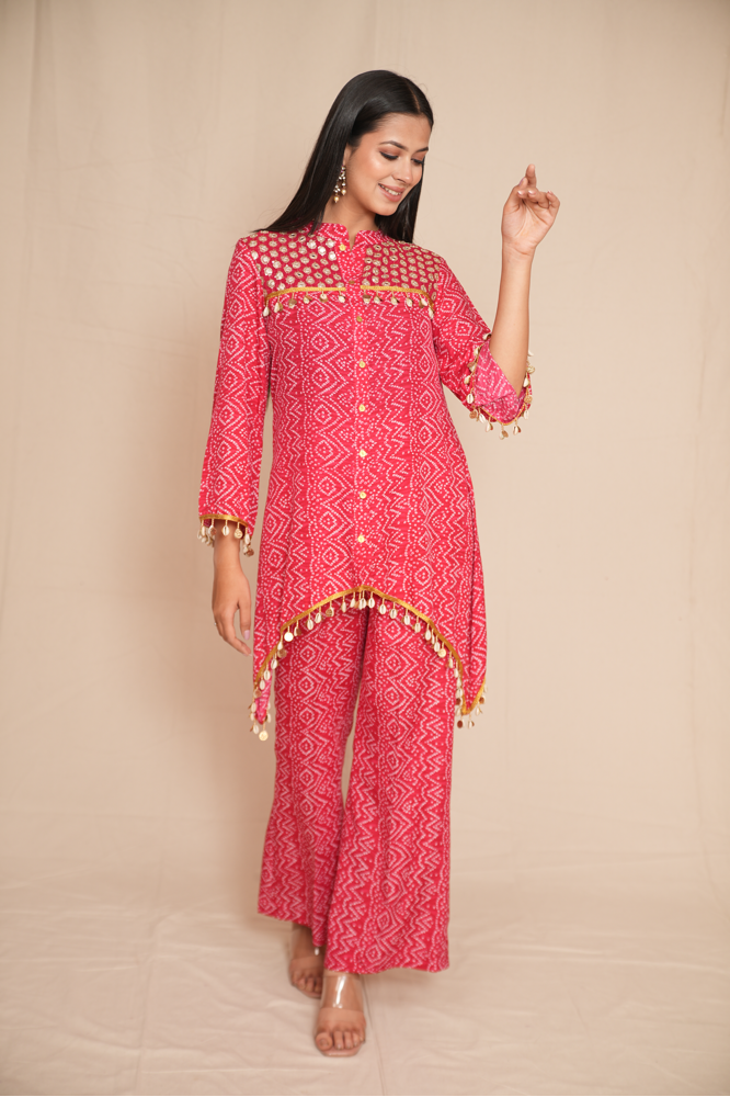 A-symetrical Bandhani co-ord