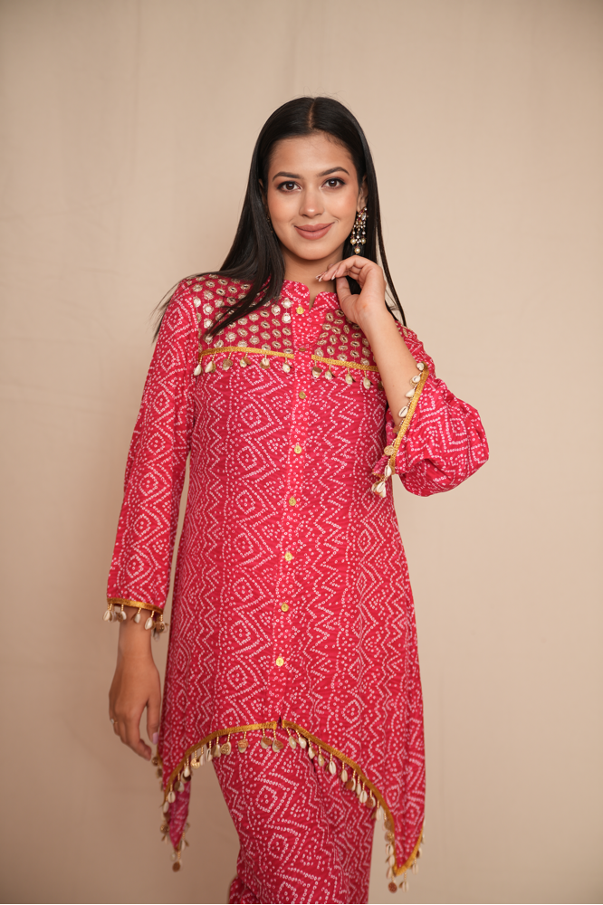 A-symetrical Bandhani co-ord