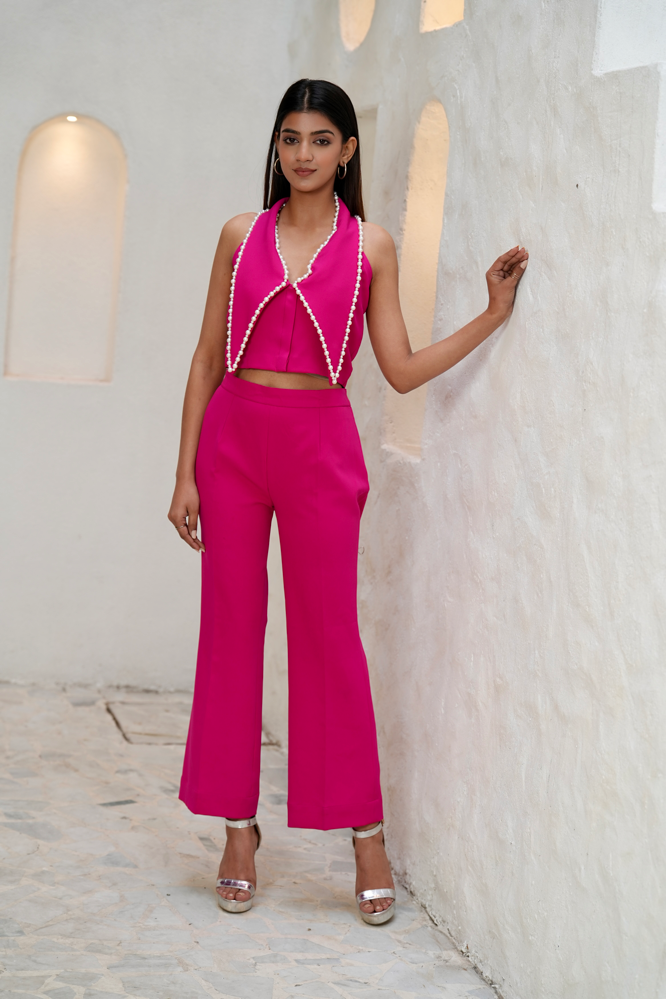 Beak collar embroidered co-ord