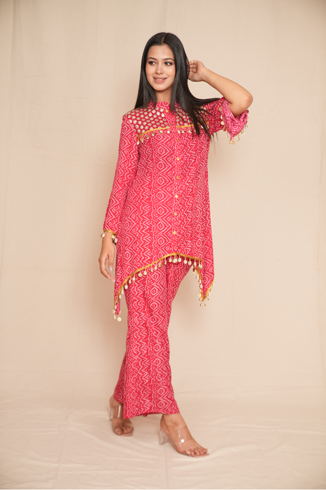 A-symetrical Bandhani co-ord