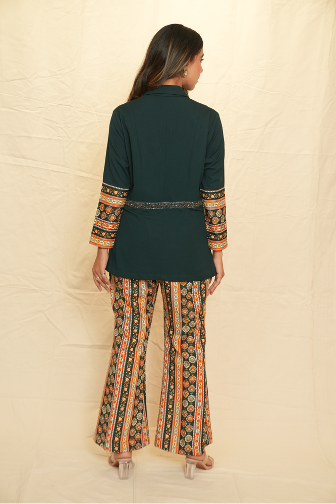 Printed snake embroidered co-ord set