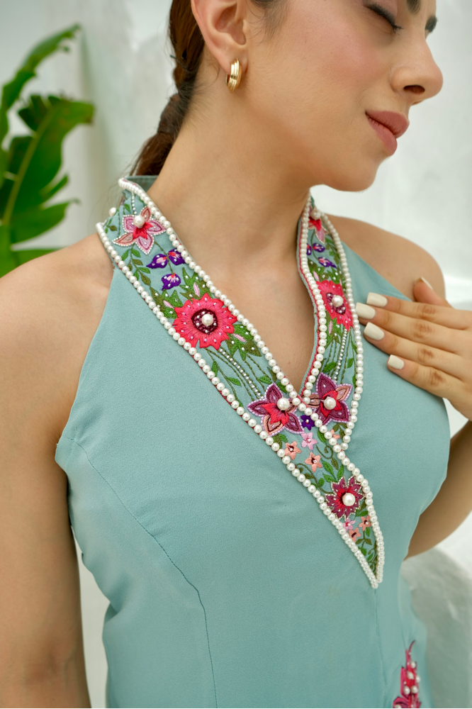 Shawl Embellished collar co-ord set