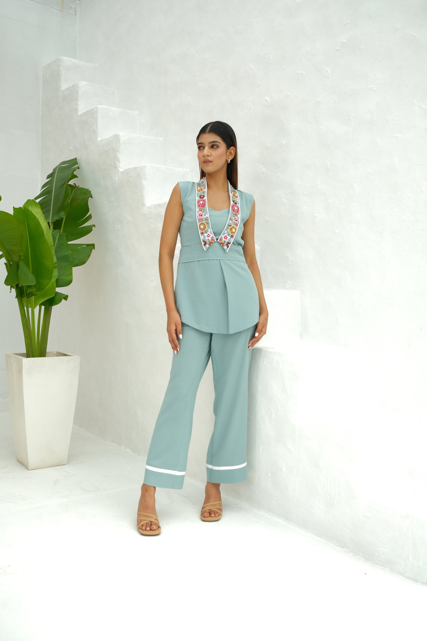 Chelsea thread and beaded Embellished collar co-ord set