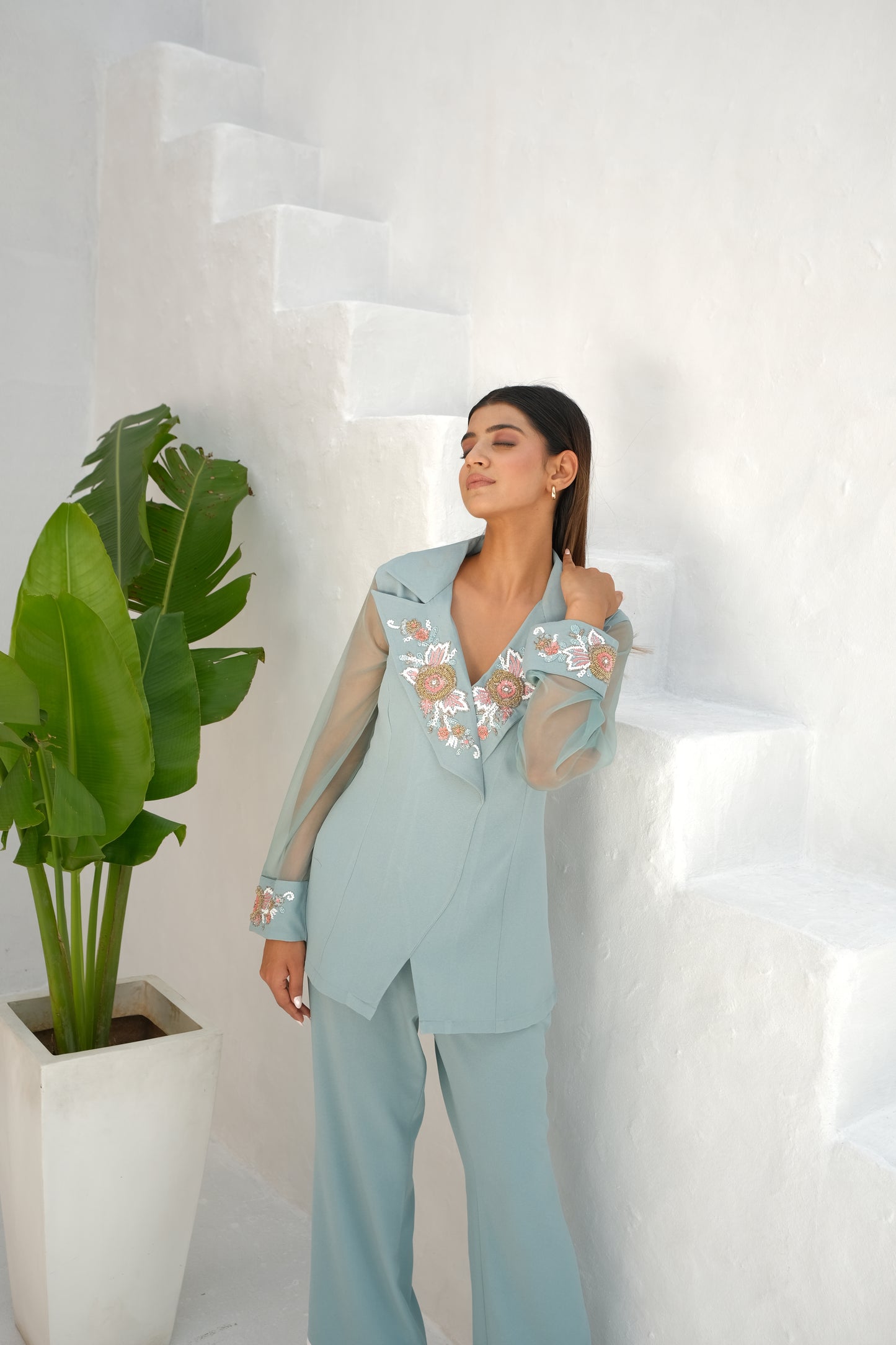Embellished Notched Collar co-ord set