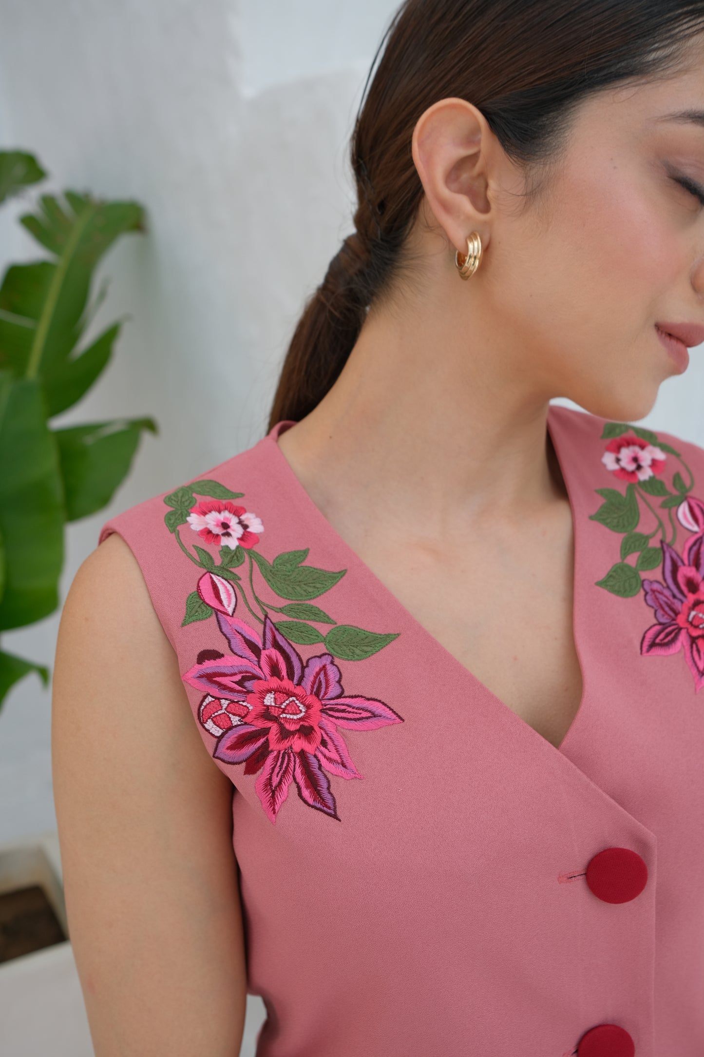 Embroidered Vest co-ord set