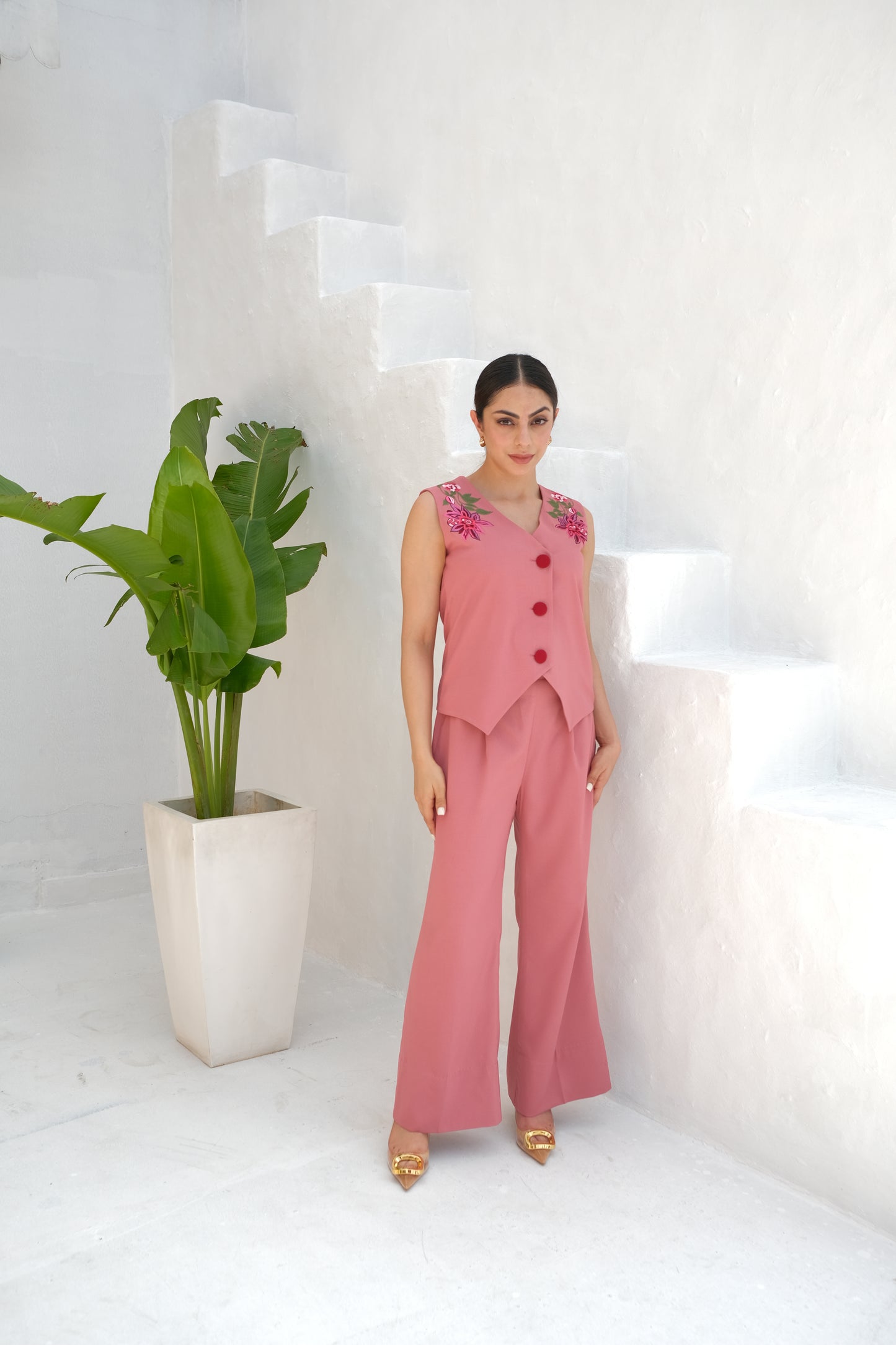 Embroidered Vest co-ord set