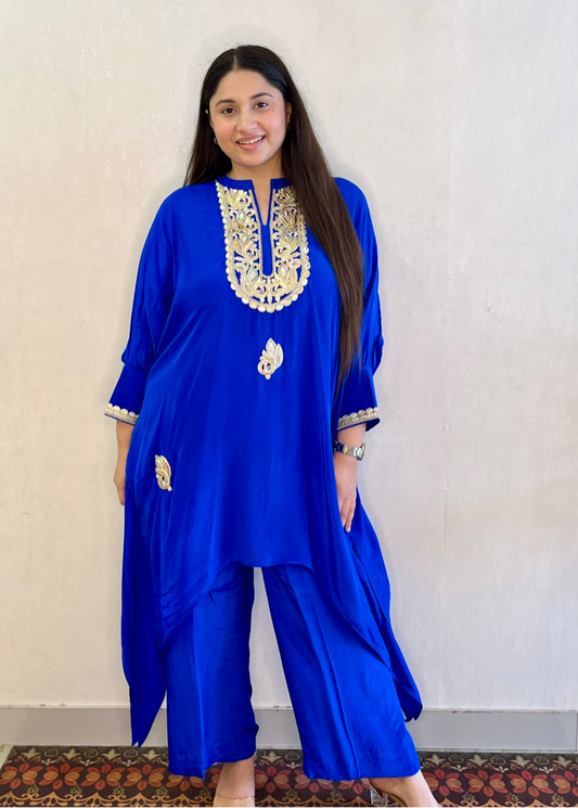 Electrical blue embroidered  kaftan