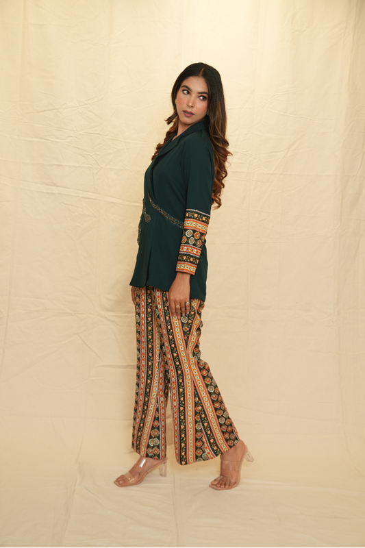 Printed snake embroidered co-ord set