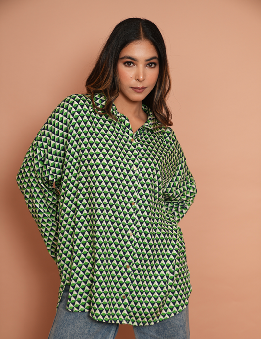 Green tessellation shirt