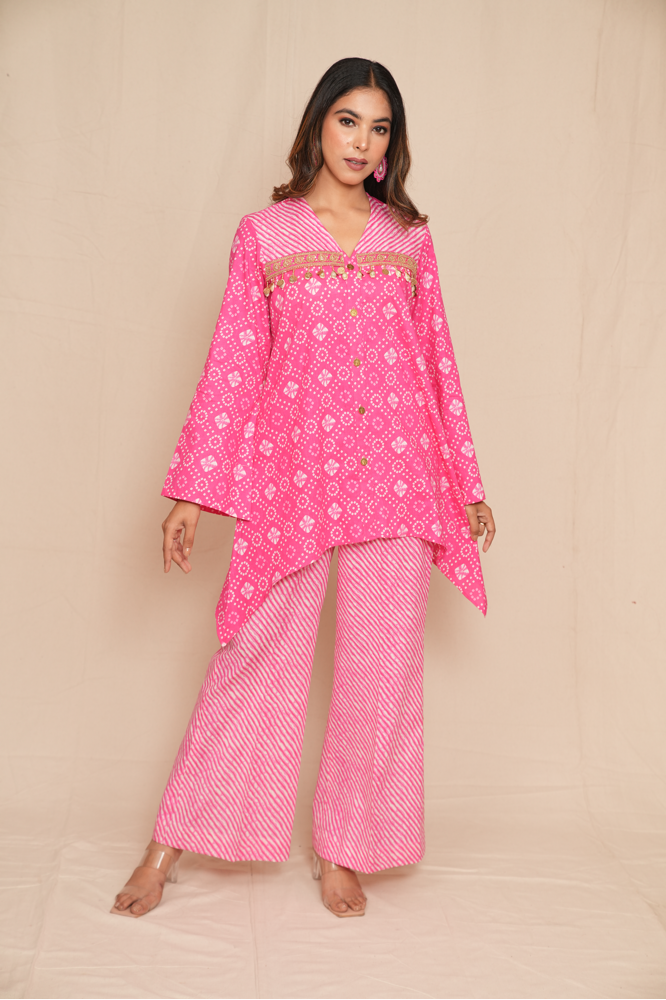 Rose bandhani co-ord