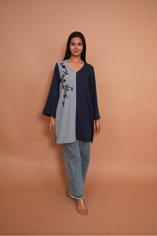 Blue Embroidered Kurti