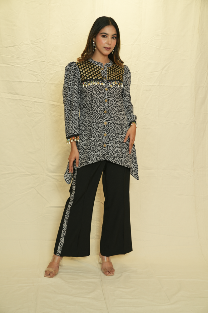 Asymmetrical black festive co-ord