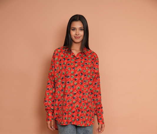 Scarlet red printed shirt