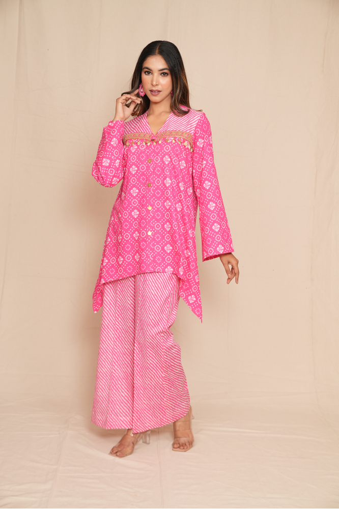 Rose bandhani co-ord