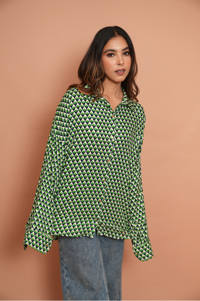 Green tessellation shirt