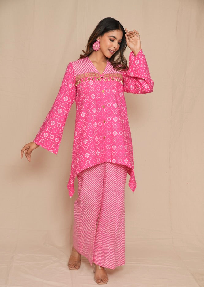 Rose bandhani co-ord