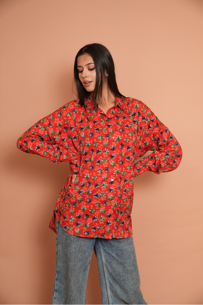 Scarlet red printed shirt