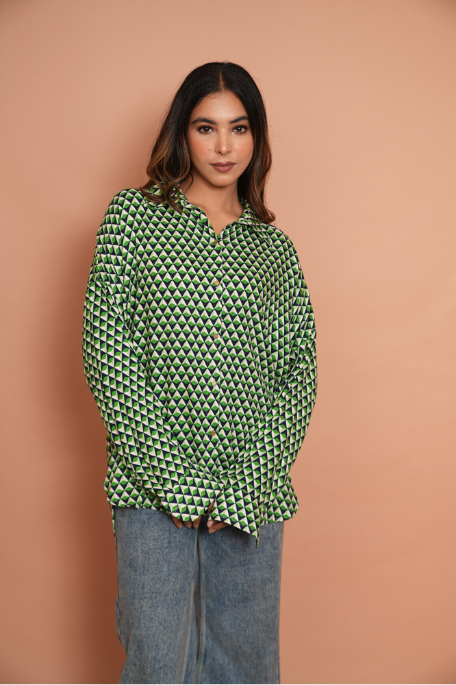 Green tessellation shirt