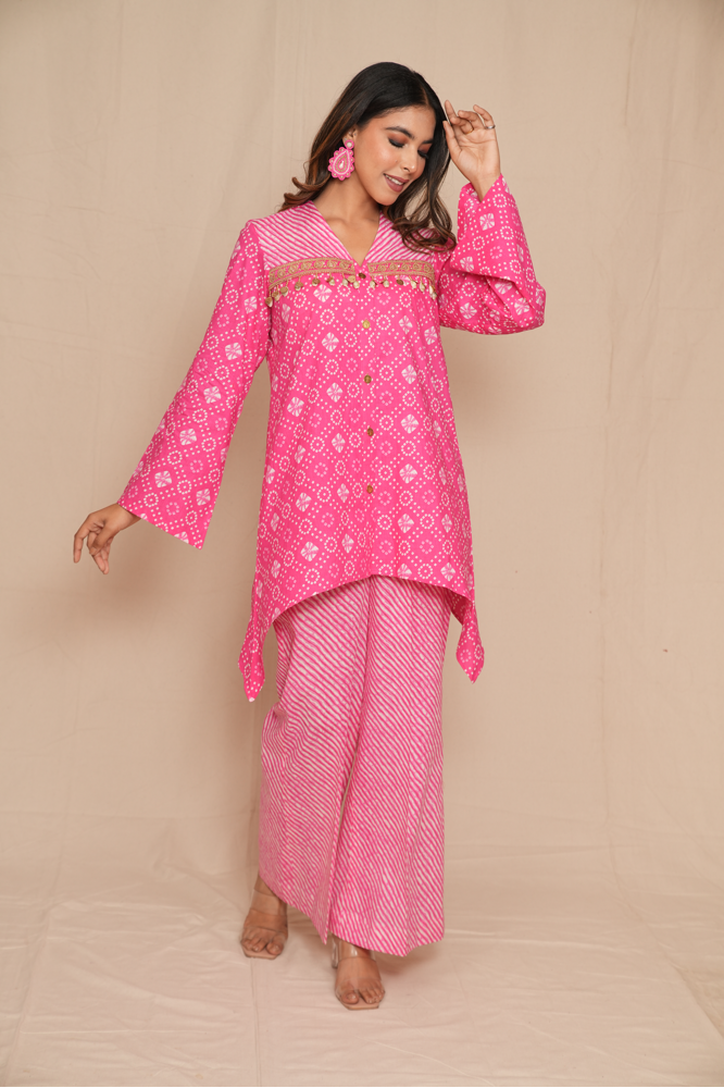 Rose bandhani co-ord