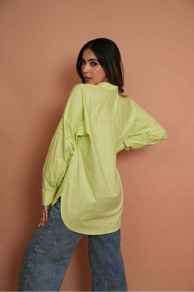 Lime green embroidered shirt