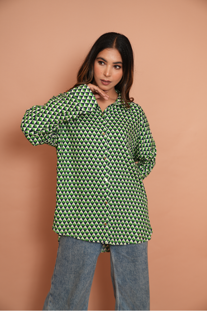 Green tessellation shirt