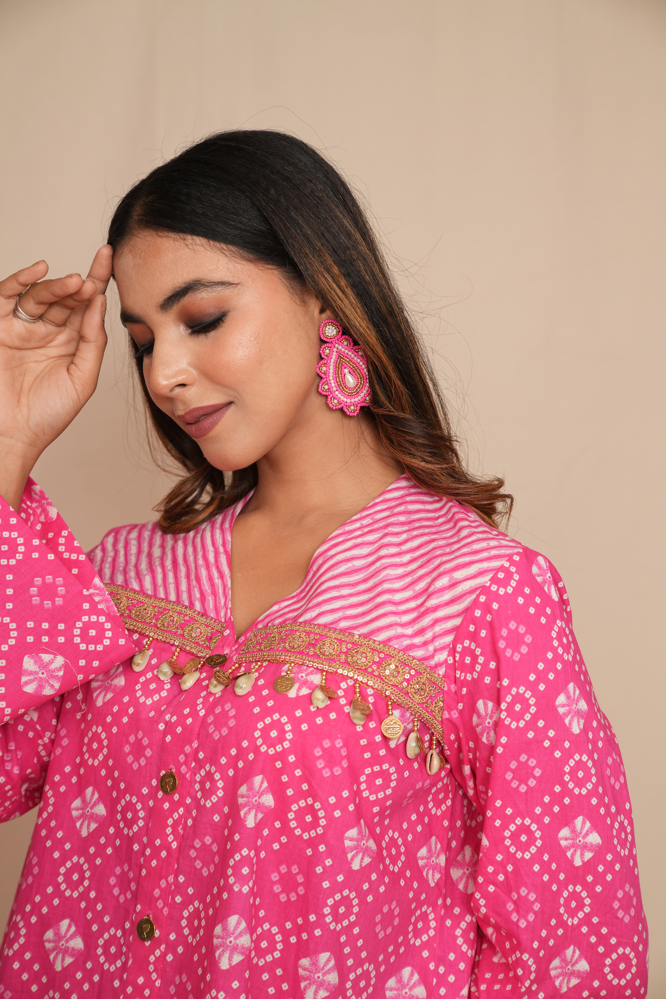 Rose bandhani co-ord