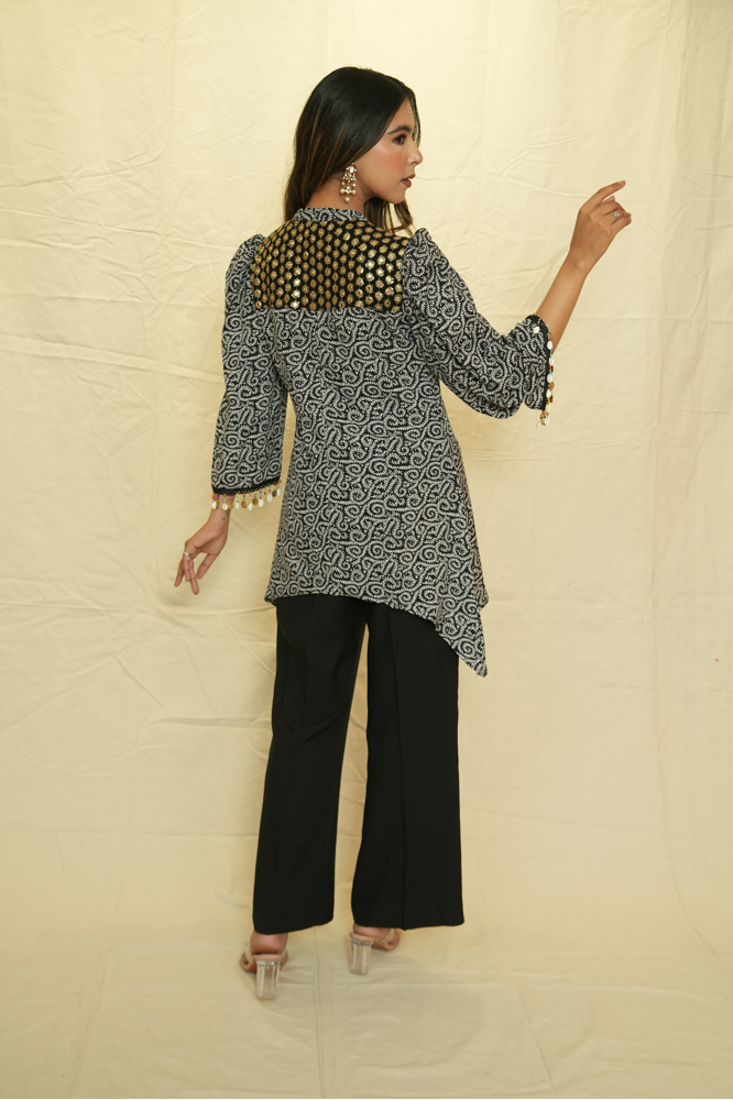Asymmetrical black festive co-ord
