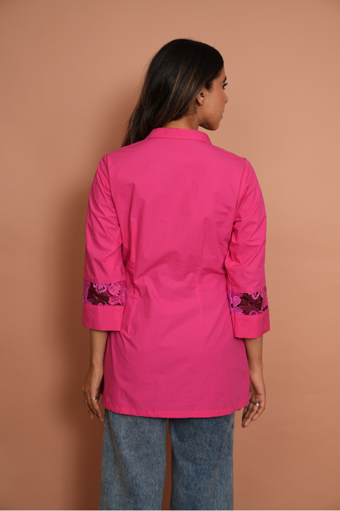 Fuscia embroidered top