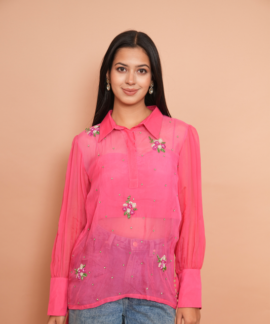 embellished organza. top (two -piece)