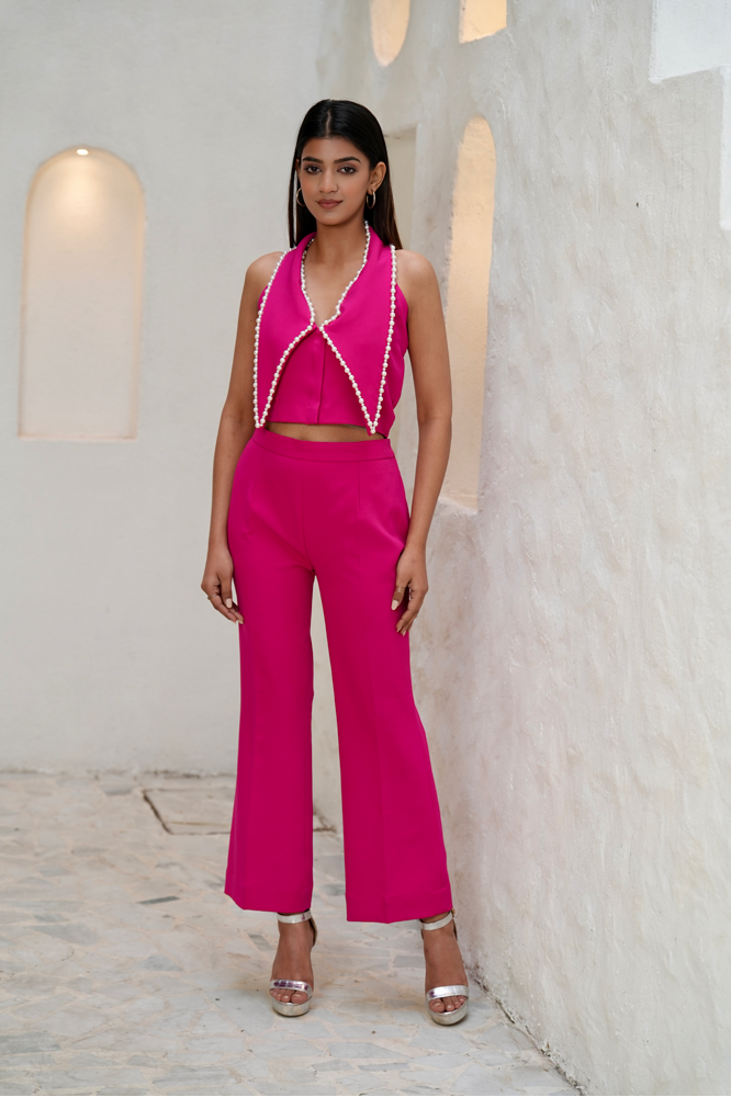 Beak collar embroidered co-ord