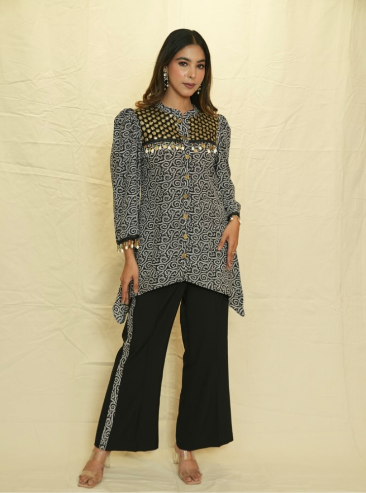 Asymmetrical black festive co-ord