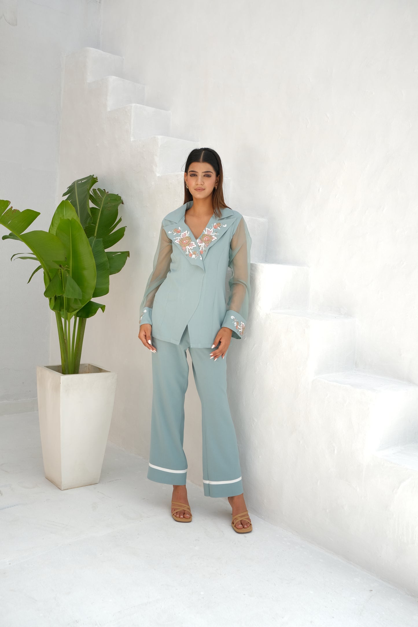 Embellished Notched Collar co-ord set